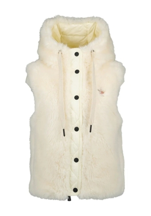 Moncler Grenoble shearling hooded gilet - White
