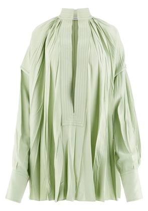 Ferragamo split-neck pleated kaftan - Green