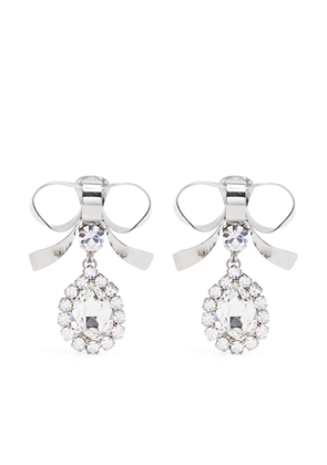 Alessandra Rich crystal-embellished bow drop earrings - Silver
