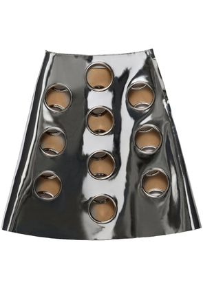 Prada metallic-effect leather midi skirt - Silver