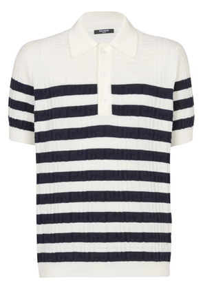 Balmain striped knitted polo shirt - White