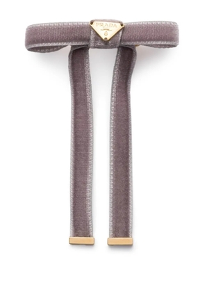 Prada logo velvet hair clip (set of two) - Grey
