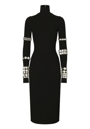 Dolce & Gabbana KIM DOLCE&GABBANA Milano-rib embellished midi dress - Black