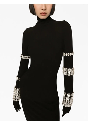 Dolce & Gabbana KIM DOLCE&GABBANA Milano-rib embellished midi dress - Black