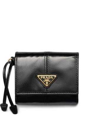 Prada triangular-logo leather wallet - Black