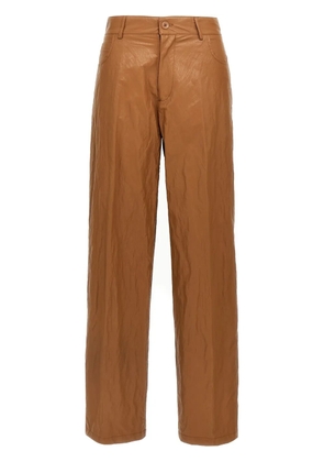 Nude leather-effect trousers - Brown