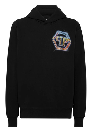 Philipp Plein embellished logo-print hoodie - Black