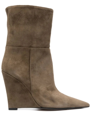 Alevì 115mm suede wedge boots - Green