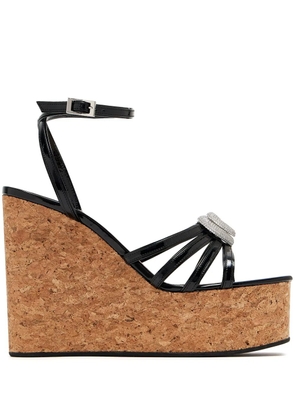 MACH & MACH 120mm double-embellished heart sandals - Black