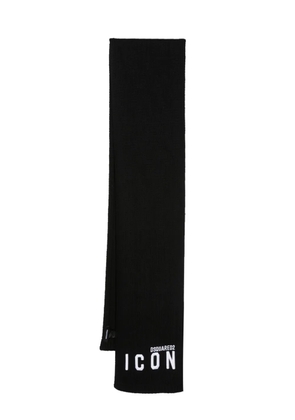 DSQUARED2 Icon-print fine-knit scarf - Black