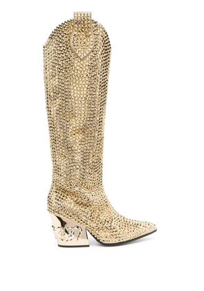 Philipp Plein Strass CowBoy calf-length boots - Gold