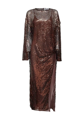 The Attico sequin-embellished gathered maxi dress - Brown