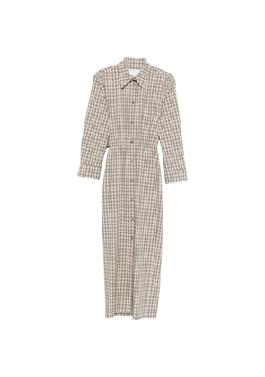 Nanushka plaid cutout maxi shirt dress - Neutrals
