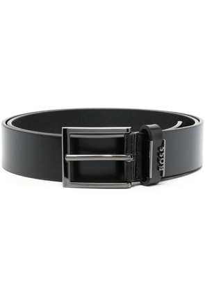 BOSS logo-plaque leather belt - Black