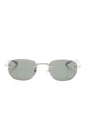 Montblanc logo-print oval-frame sunglasses - Gold