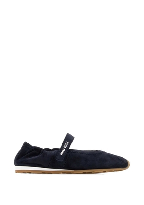 Miu Miu logo-strap ballerina flats - Blue