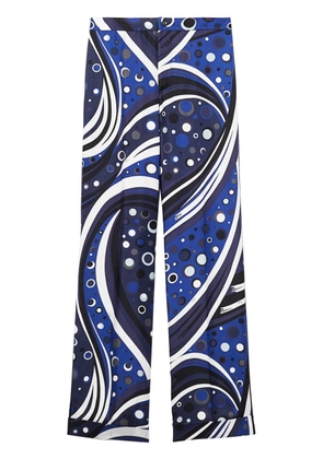 PUCCI fontane-print silk trousers - Blue