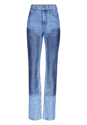 AREA crystal-embellished straight-leg jeans - Blue