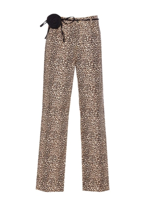 LIU JO rose-detail leopard-print jeans - Brown