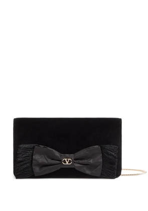 Valentino Garavani Vlogo Signature velvet bow clutch bag - Black