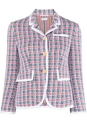 Thom Browne check-pattern tweed jacket - White