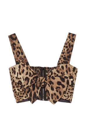 Dolce & Gabbana animal print sweetheart bow tank top - Neutrals
