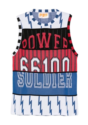 PDF lightning-bolt panelled vest - White