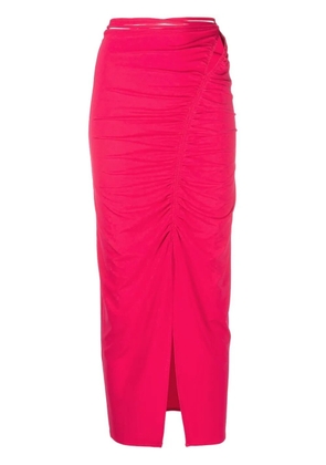 Self-Portrait gathered midi skirt - Pink