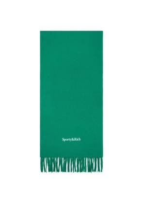 Sporty & Rich fringe logo-detail scarf - Green