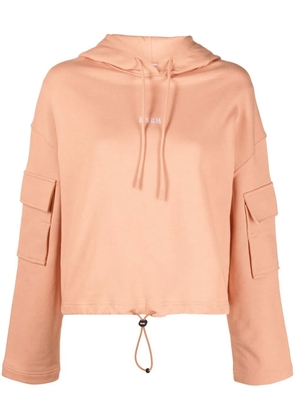 MSGM logo-print cotton hoodie - Orange