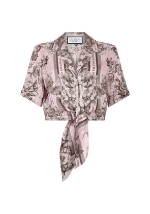 Philipp Plein cropped butterfly-print shirt - Pink