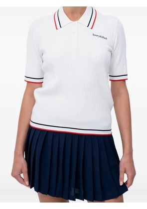 Sporty & Rich cable-knit polo top - White