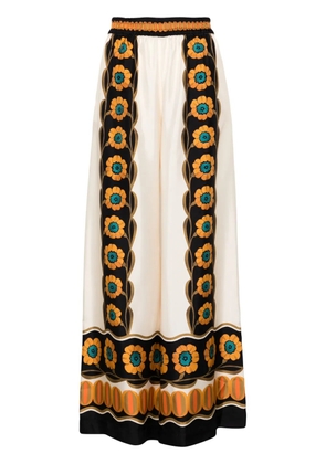 La DoubleJ Daisy Chain silk palazzo pants - Orange