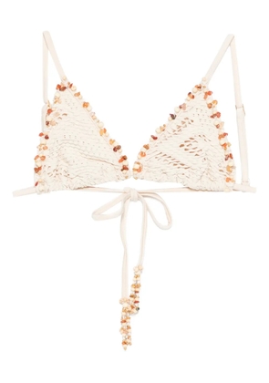 PatBO beaded bikini top - Neutrals