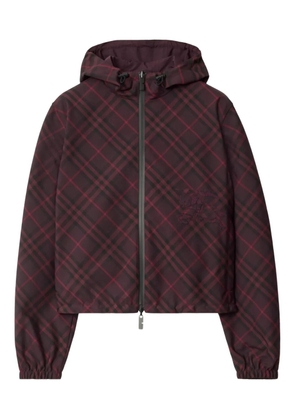 Burberry check-pattern hooded cropped jacket - Red