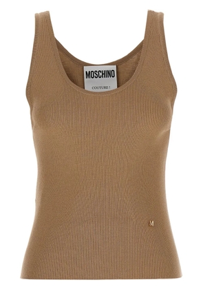 Moschino ribbed tank top - Neutrals