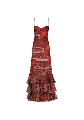 Johanna Ortiz Pasos Nocturnos ruffled maxi dress - Red