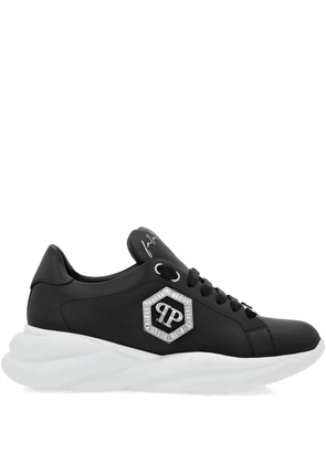 Philipp Plein crystal-embellished leather sneakers - Black