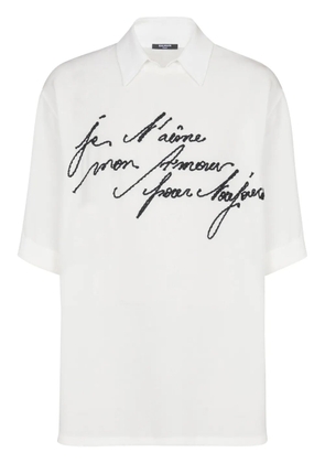 Balmain embroidered Love Letter polo shirt - White