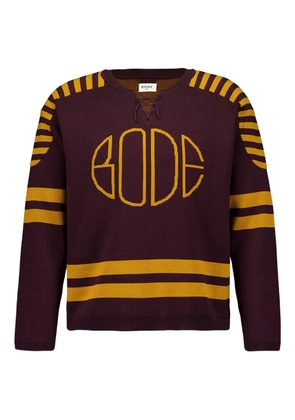 BODE striped lace-up sweater - Brown