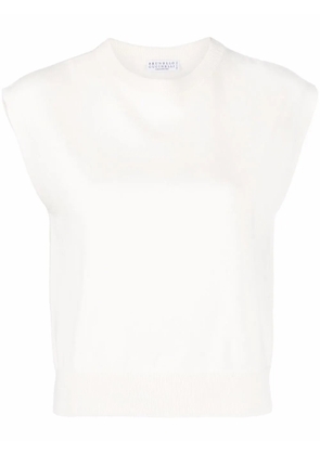 Brunello Cucinelli cashmere sleeveless top - White