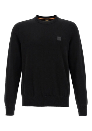 BOSS logo-patch crew-neck sweater - Black