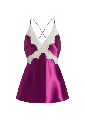 Alberta Ferretti V-neck lace-detail top - Purple