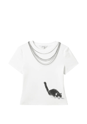 MARKGONG chain-detail cat-print T-shirt - White
