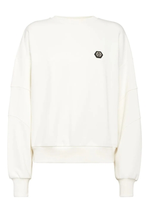 Philipp Plein logo round neck sweatshirt - White