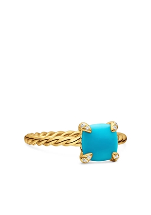 David Yurman 18kt yellow gold Châtelaine turquoise and diamond ring (7mm)