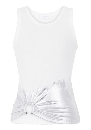 Rabanne piercing-appliqué ribbed tank top - White