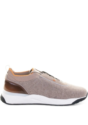Santoni knitted-panel sneakers - Brown