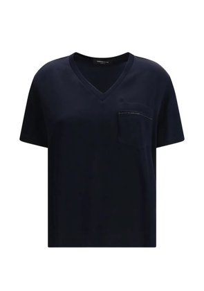Fabiana Filippi V-neck chest-pocket T-shirt - Blue