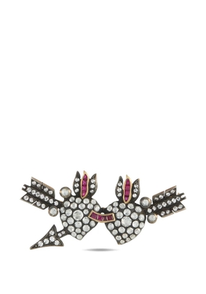 LB Exclusive diamond ruby silver brooch - Black